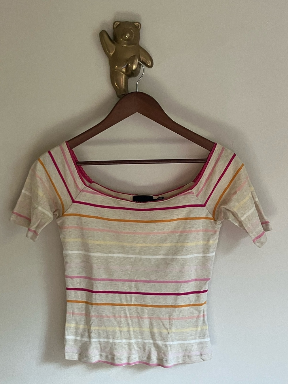 The Limited Striped Top in Cream, Pink and Orange